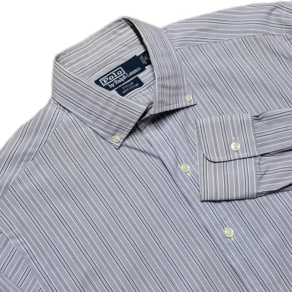 NWT Vintage Polo‎ Ralph Lauren Philip Shirt Mens S 15 Button Down Blue Striped